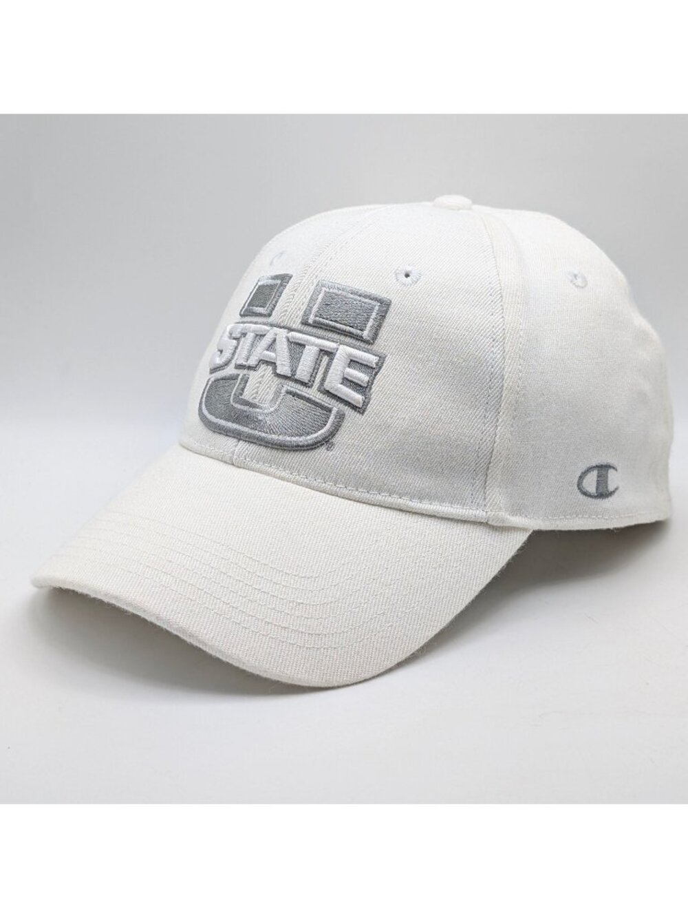 Utah State Aggies Champion Stretch M/L Baseball Cap Hat White Silver Vintage Y2K
